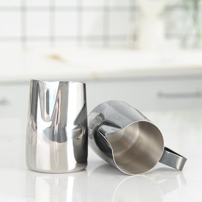 China New Type Modern Sale 420ml Stainless Steel Coffee Milk Pitcher Stainless Steel Milk Frothing Top Pot Milk Jugs With Scale for sale