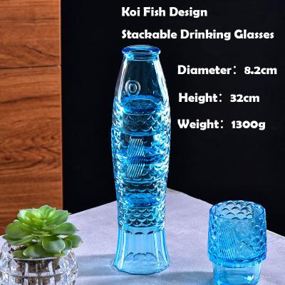 China Koi Fish Design Drinking Glasses Stackable Drinking Glasses Fish Shaped Glasses Drinking for Home Decor for sale