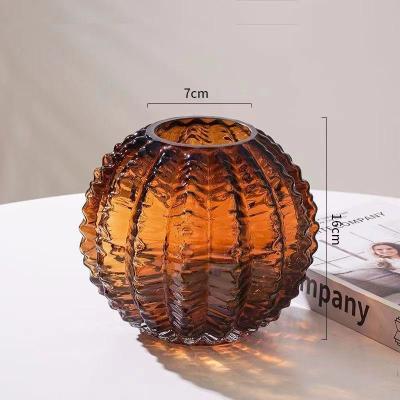 China Amber Global Glas Vasen für Tisch Mittelstücke Dekor Vase für Wohnzimmer Eingang Regal Büro zu verkaufen