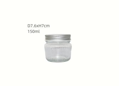 China 150ml Food Storage Ribbed Glass Jars With Clip Lid Glass Jars Transparent for sale