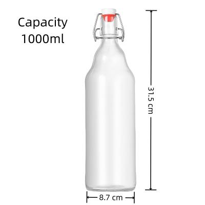 China 1000ml Clear Reusable Vintage Glass Milk Jars with Leak Proof Design Dishwasher Safe Reusable ML Capacity for sale