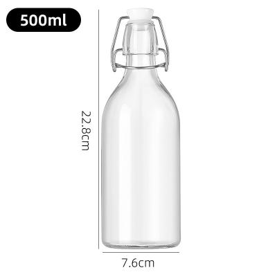 China Botellas de leche de vidrio transparente de 500 ml Lavadora de platos a prueba de fugas Flasca segura de 500 ml de capacidad reutilizable en venta