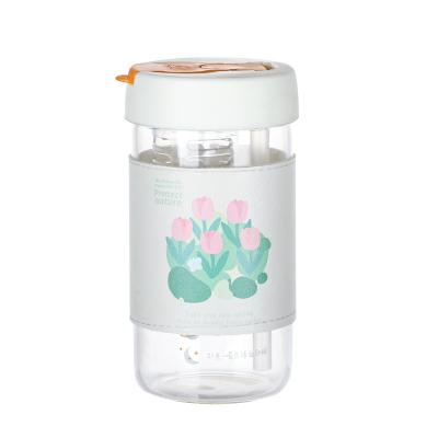 China 380 ML  Glass Tumbler with Straw and Lid for Loose Leaf Flower Herbal Tea for sale