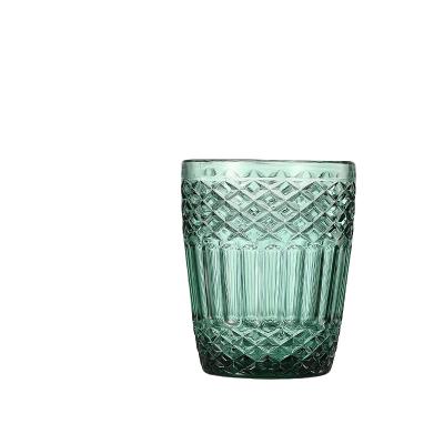 China 300 ml groene diamanten glasbekers voor dagelijkse en speciale gelegenheden Te koop