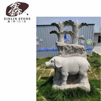 China Modern Garden Stone Statue Pig Statue Stone Carving Stone Figure G602 G603 G654 White Black Gray Granite for sale