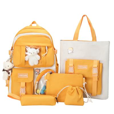 China Portable Cartoon Backpack Sets Girls College Bags Backpack 5 Piece Set Backpack for sale