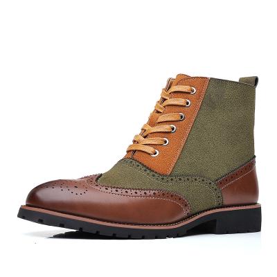 China sh10125a western men 2021 winter high quality leather casual fashion boots shoes lace up male outdoor comfortable boots for sale