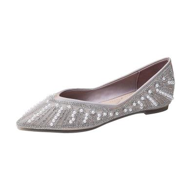 China Fashion trend sh20083a summer fashion shoes design casual women rhinestone pearl flat shoes ladies for sale