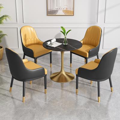 China Modern Luxury Marble Top Coffee Table Set With Solid Wood Dining Chairs Set for sale