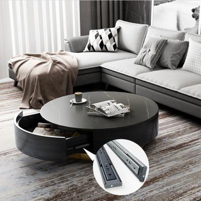 China Combination Metal Side And Modern Design 2 Round Frame Marble Coffee Table Set for sale