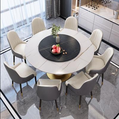 China Modern Luxury Extendable Rock Slab Furniture Round Dining Table With Turntable Marble Round Dining Table 8 Seats for sale