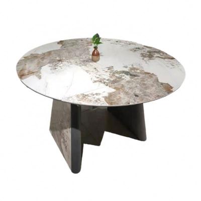 China Latest Design Luxury Home Marble Sinter Oval Round Dining Table 8 Seater Extendable Slab Dining Table Extension Dining Furniture for sale