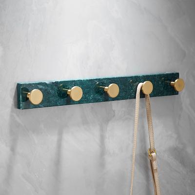 China Vintage Hooks Nordic Lightweight Luxury Marble Bathroom Single Row Hook Bedroom Coat Hook for sale