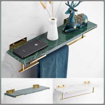 China Space Saving Aluminum Brushed Marble Gold Shower Wall Mounted Bathroom Shower Holder for sale