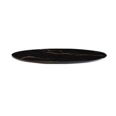 China Large Modern Black Artificial Marble Edge Round Restaurant Cafe Dining Table Top for sale