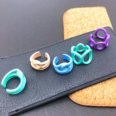 China 2021 Fashion Color Matisse Oil Painting Colorful Metal Chunky Metal Rings Fashionable Candy Metal Open Rings for sale