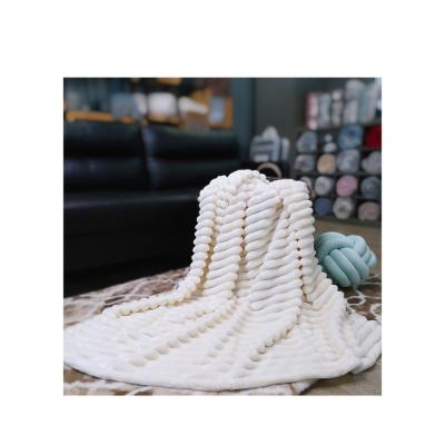 China Jacquard High Quality Air Permeable Cheap Blanket Flannel Throw Stripe Wide Throw Blanket for sale