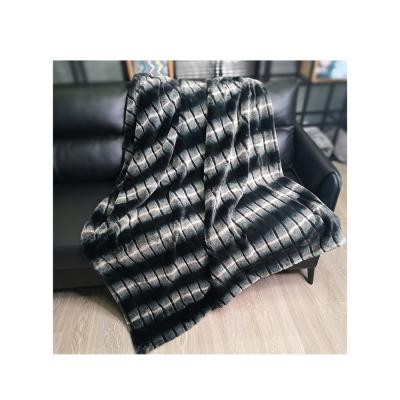 China Breathable Soft and Comfortable Rabbit Fur Rex Dump Blanket Tip Printed and Cut High Density Rabbit Fur Throw Blanket for sale