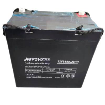 China Rechargeable 12V55A Lead Acid Battery Deep Cycle AGM Solar Battery 12V/55AH /20HR for sale