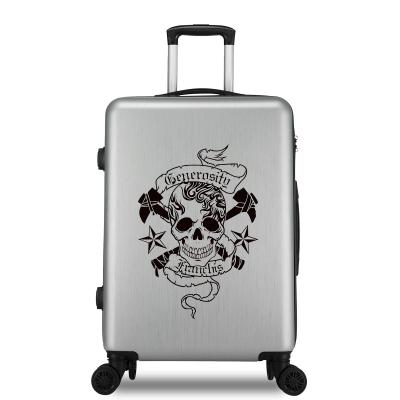 China ABS Skull Printed Hardside Checked Spinner Luggage, 20/22/24/26 Inch for sale