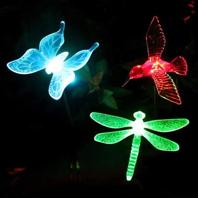 China Solar Powered Hummingbird, Butterfly And Dragonfly Garden Stake Light With Color Changing LED for sale