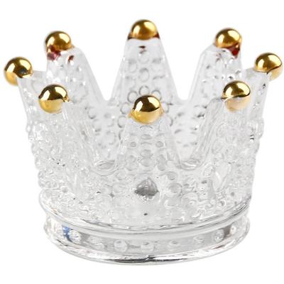 China Crystal Glass Crown Ashtray Creative Ash Tray Home Office Desktop Smoking Decoration, Gold for sale