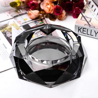 China Crystal 18cm Crystal Outdoors Indoors Cigarette Ashtray Ash Holder Case for Home Office Table Top for sale