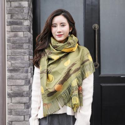 China Long Cashmere Scarf Digital Printing Thickening Tassel Cashmere Shawl for sale