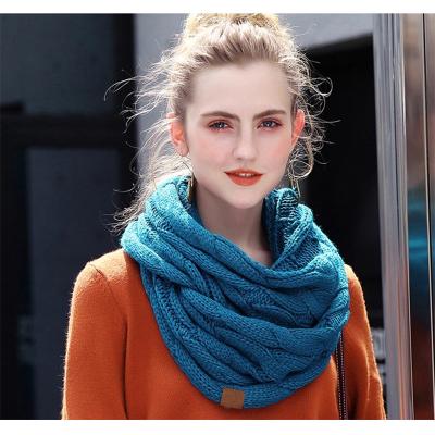 China Polyester Women Circle Loop Winter Infinity Scarf Knit Chunky Neckerchief Scarf for sale