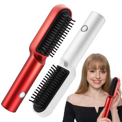 China Mini Wireless Flat Iron Usb Machine YI Er Machine Portable Hair Straightener Brush Rechargeable Ceramic Cordless Hair Straightener for sale