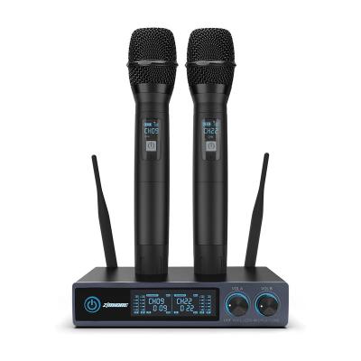 China Microfone Sem Fio System Handheld Microphone Professional UHF Frequency with Dual Dynamic Handheld Wireless Microphone for Karaoke Singing for sale