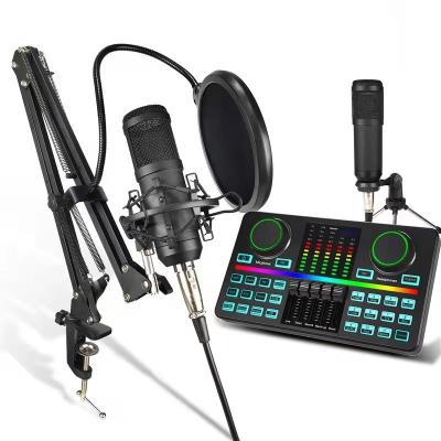 China Professional USB Microphone Zimhome Podcast Broadcast Live Stream Equipment BM800 Microphone Kit with D9 48V Power Sound Card for sale