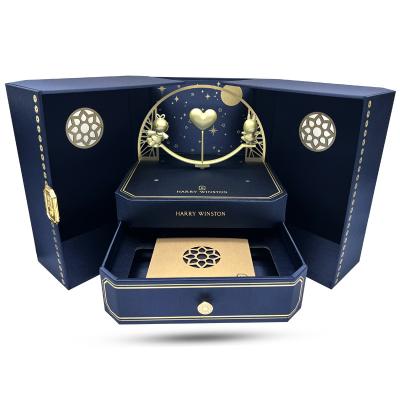 China Custom luxury gift boxes recyclable with logo packaging mooncake gift box pull drawer gift box for sale