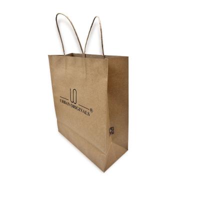 China Recyclable Custom Brown Paper Bag Kraft Paper Square Bottom Paper Gift Bags With Handles for sale