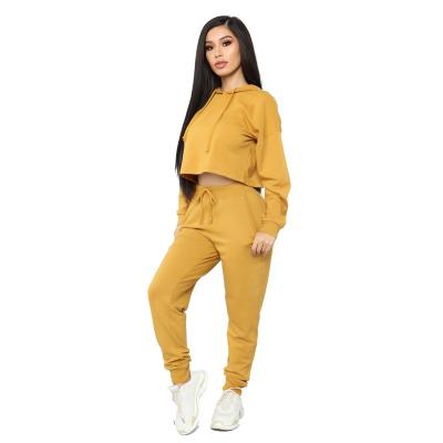 China Begonia Women Two Piece Set Breathable Crop Sports Hoodies Cotton Sweatshirt Sweatpants Joggers Pants Custom Tracksuits Sets for sale