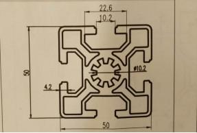 中国 AL-50*50 1.5mmの厚さのアルミニウム放出を引く3Dは6000mm/棒の側面図を描く 販売のため