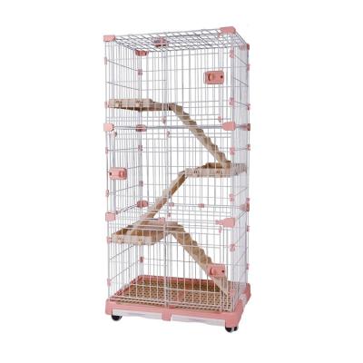 China #8023 Large 3-Tier Breathable Wire Cat Cage With Platform Kennel 83*53*160 Cm Roomy Collapsible Pet Crate And Ladders Playpen Box for sale