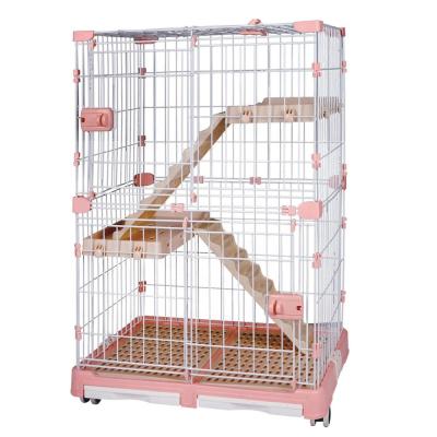 China Large 2 Tier Breathable Cat Cage Playpen Box Crate Kennel 83x53x60cm #8022, Pink and Blue Wire Pet Cage for sale