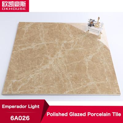 China Full Polished Glazed Glazed Light Polished Galzed Porcelain Tile 600x600mm Emperador Porcelain Floor Tile for sale