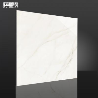 China Full Polished Glazed Porcelain Tile 600x600mm Calacatta White Marble Like Porcelain Floor Tile for sale