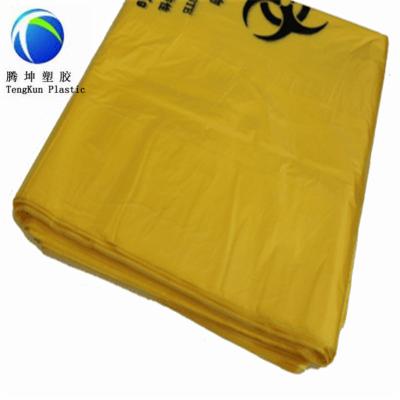 China Disposable Heavy Duty PE Hospital Waste Bag Yellow Medical Waste Plastic Large Waste Bag for sale