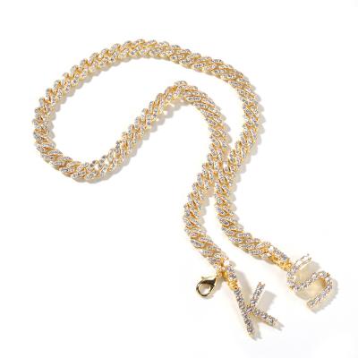 China Wholesale Hiphop 8mm Cuban Link Chain Hiphop Jewelry Necklace Bracelet With Letter 2 For Women Men for sale