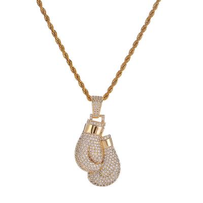 China Hiphop Bling Boxing G Love Free Color Iced Out Cubic Zircon Men's Gold Chain Rope Charm Hip Hop Pendant Necklace Jewelry for sale