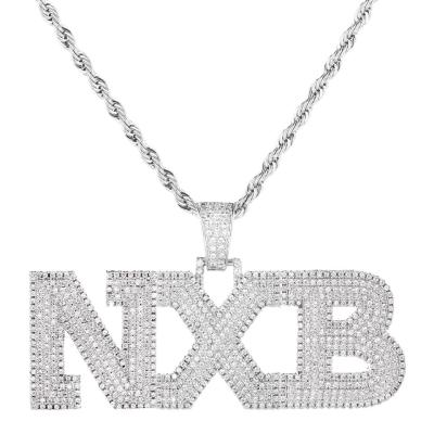 China Custom Hiphop Name Bubble Letters Cubic Zircon Pendant Necklaces For Women Men Gold Color Plated Hip Hop Rock Jewelry for sale