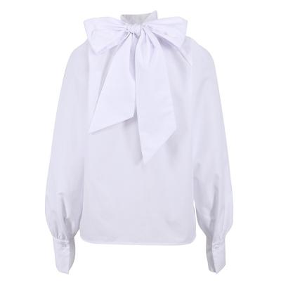 China French Minority Women's Breathable French Design Collar Stand Collar Women's Shirt High Bowknot Spring Temperament White Shirt Tops for sale