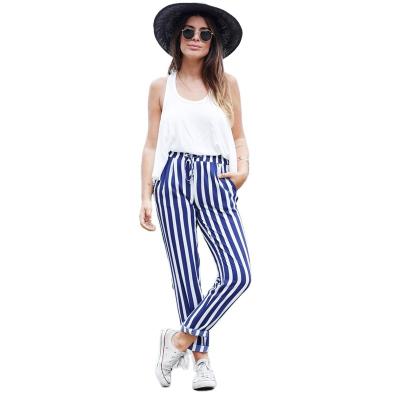 China Sperreal QUICK DRY Popular Women's Pants Spring And Autumn Casual Blue Striped Pants Lace Up Pants For Women for sale