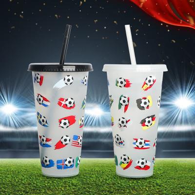 China Sustainable Qatar World Cup Mojito Color Changing Coffee Cold Portion Printed Custom Reusable Plastic Cups for sale