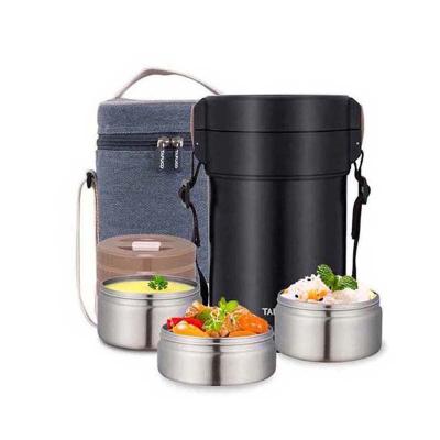 China Wholesale Modern Business Eco Three Container Double Wall Vacuum Thermo Stainless Steel Lunch Box for sale