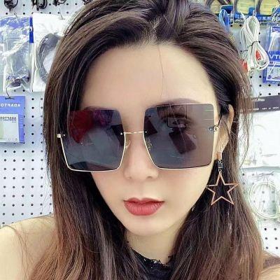 China 15 years experience European and American trend big-frame half-frame square cut-edge sunglasses for sale