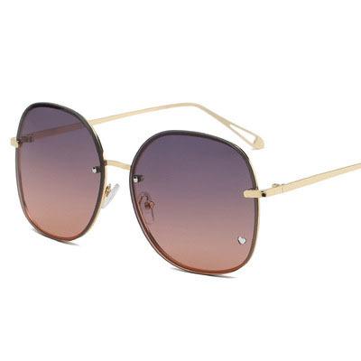 China 15 years old experience thin frame sunglasses ocean diamond love frame sunglasses trendy colorful round female frame INS large for sale